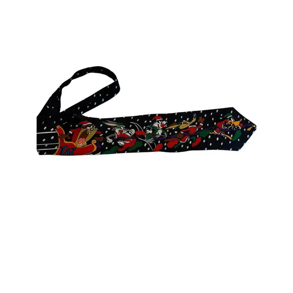 VTG Looney Tunes Christmas Taz Bugs Bunny Daffy Duck Tie - Picture 1 of 6